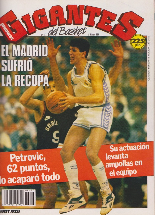 Naslovna strana magazina Gigantes del Basket, posvećena finalu Kupa pobednika kupova 1989.